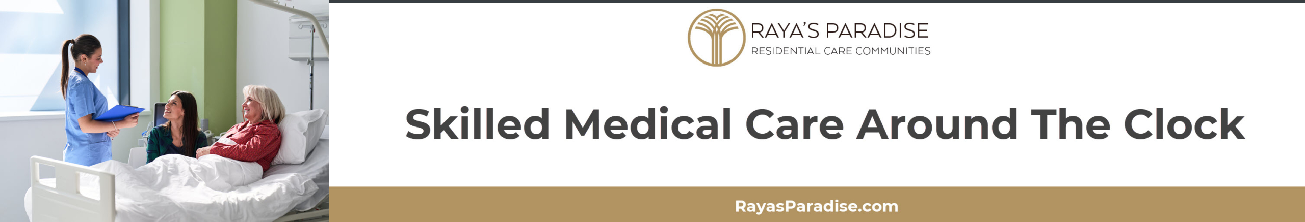 Nurse providing bedside care to an elderly patient in a clinical nursing home environment.