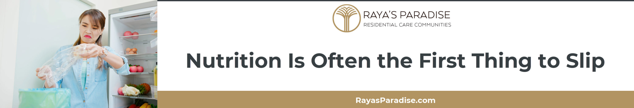 Refrigerator with expired food items and minimal groceries in a senior’s kitchen.