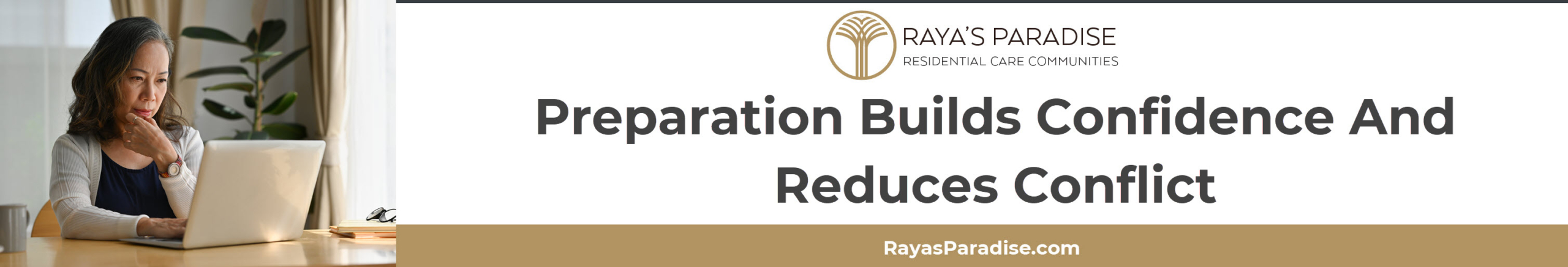 Adult child reviewing notes before speaking with an aging parent at a dining table.