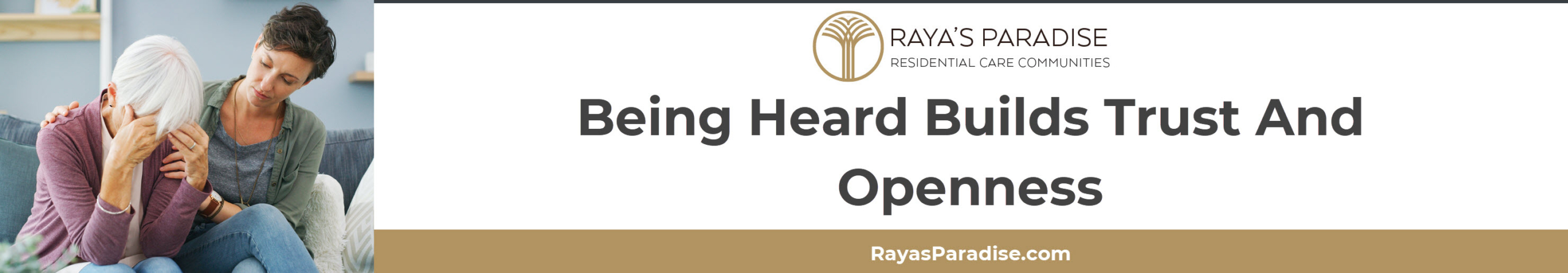 Older adult speaking while a family member listens attentively without interrupting.