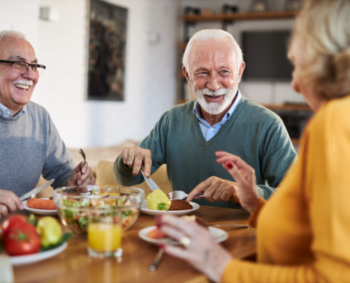 Seniors Eating at Assisted Living Community