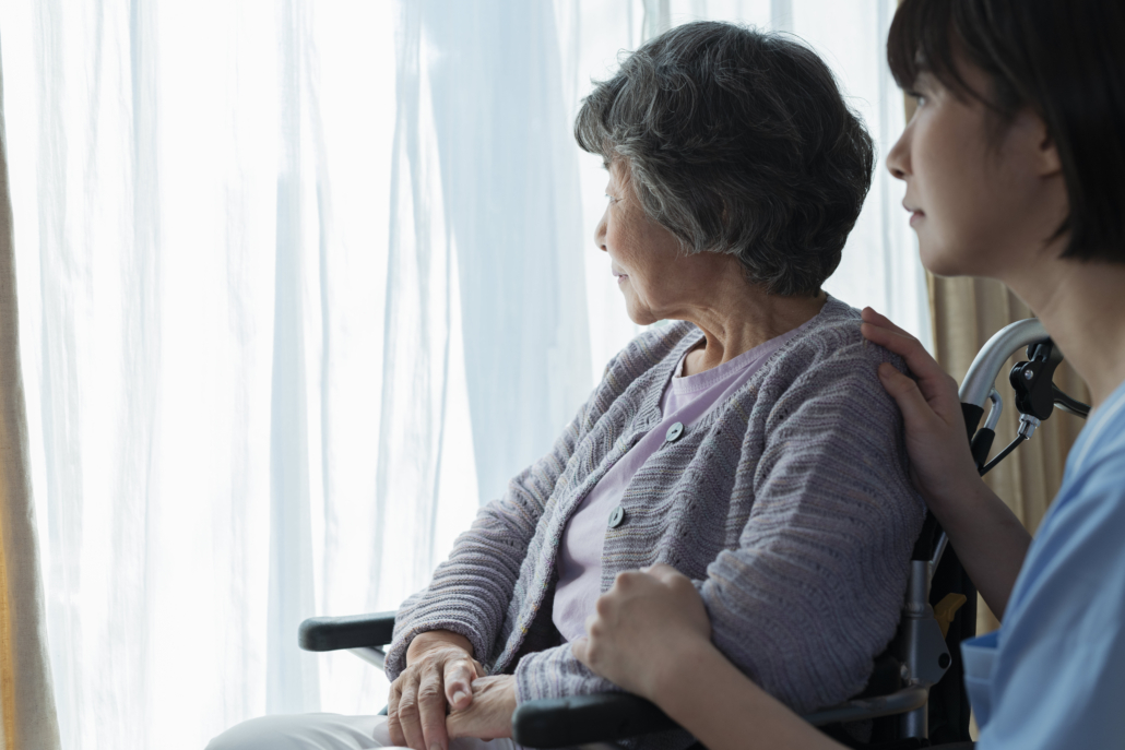 Elderly Mom with Caregiver