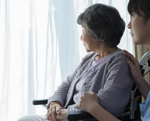 Elderly Mom with Caregiver