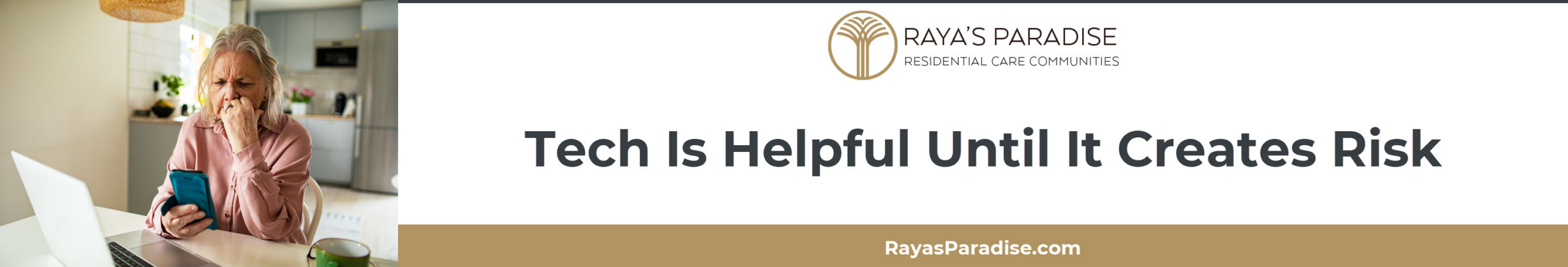 Safety checklist for dementia-related tech use including scam prevention, privacy, fall prevention, eye strain, and sleep-friendly screen habits.