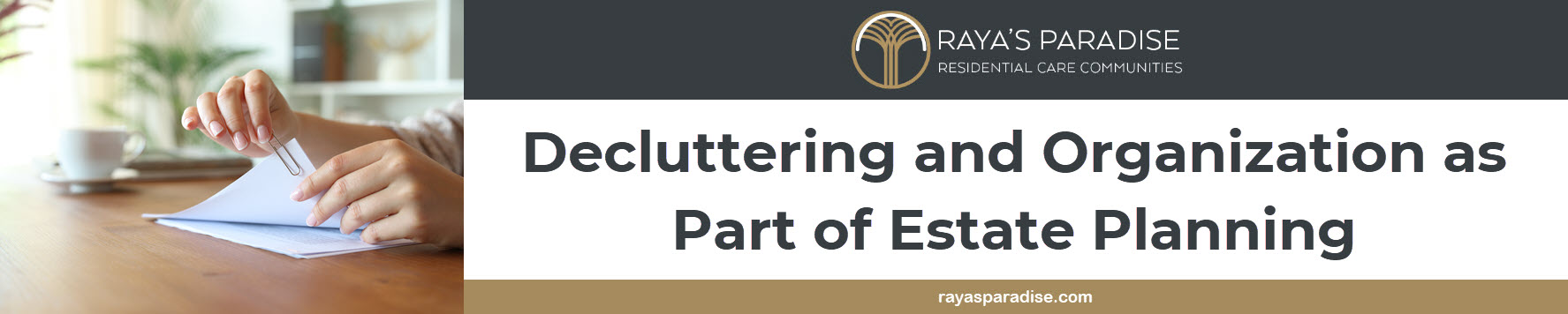 Graphic reinforcing that decluttering and document organization reduces stress and improves home safety.