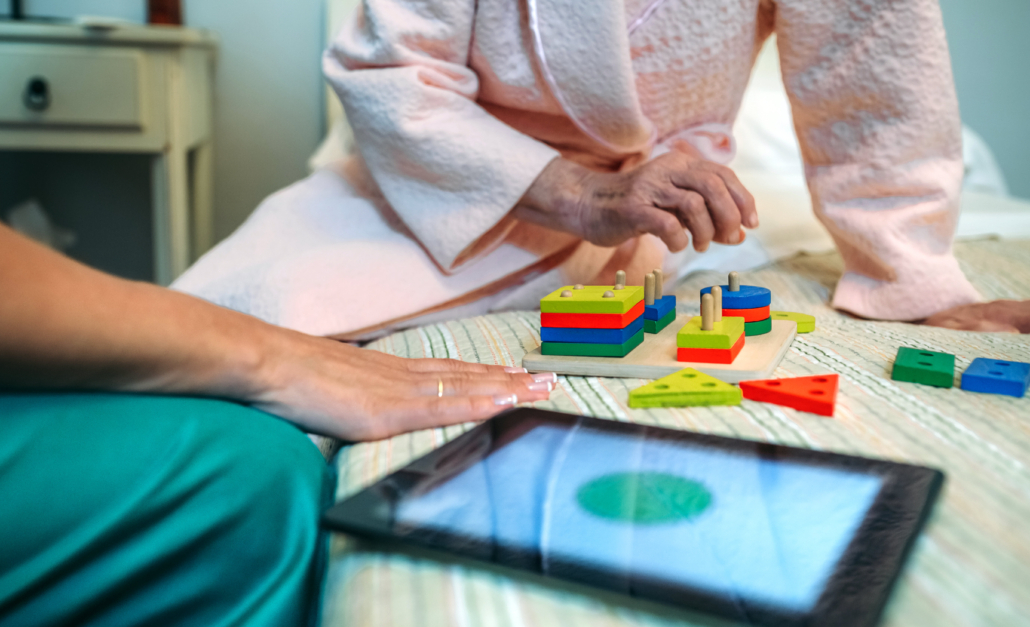 Patient and Nurse in Memory Care Facility