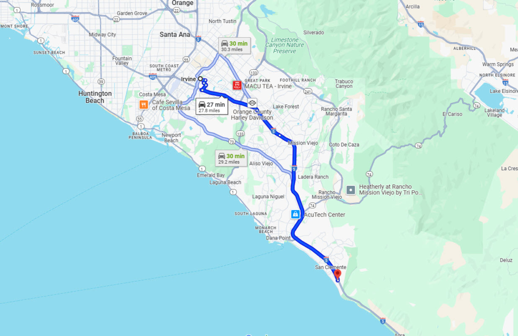 Irvine to Raya's Paradise Directions