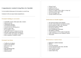 Assisted Living Move-In Checklist PDF Word