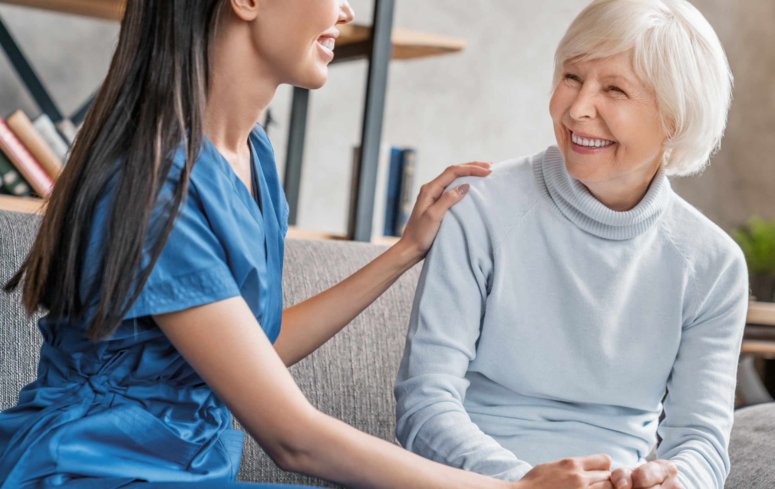 Senior receiving personalized assisted living care in Orange County
