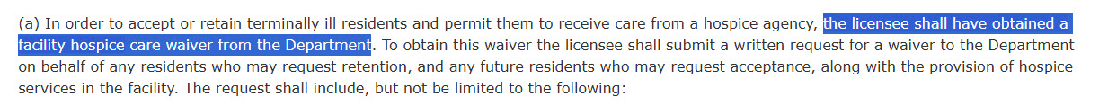Discharge Hospice Waiver Explains why discharge planners should confirm a California assisted living facility holds a hospice waiver.