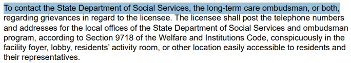 Explains a resident's right to contact California licensing, the ombudsman or both about assisted living concerns.