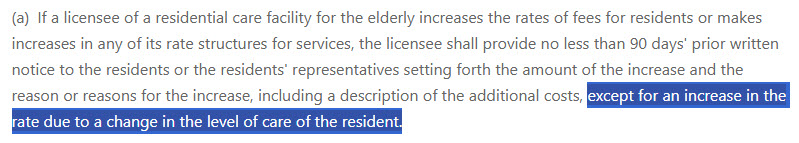The Level of Care Exception Explains why care level increases follow a separate notice rule and how families can tell the two kinds of increases apart.